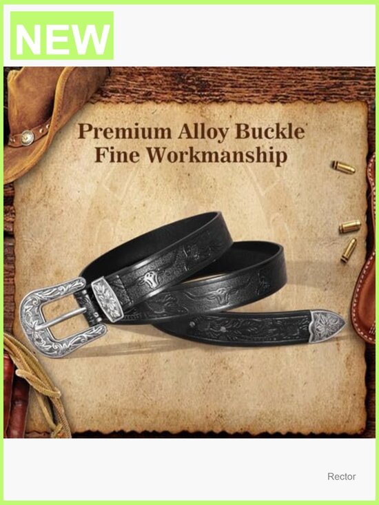 Vintage Floral Carved PU Leather Western Belt for Women main image 4